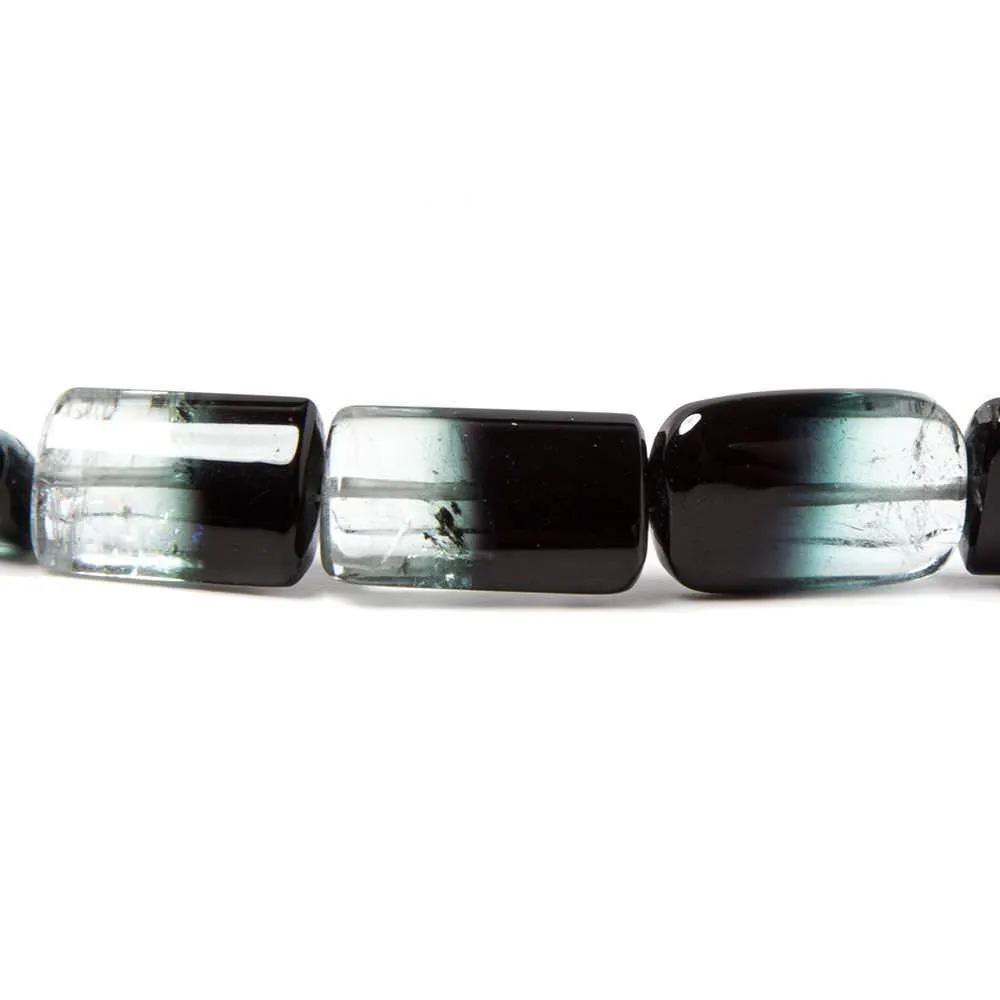 10x5-15x10mm Colorless and Indicolite Tourmaline plain tube 37 beads 18 inch