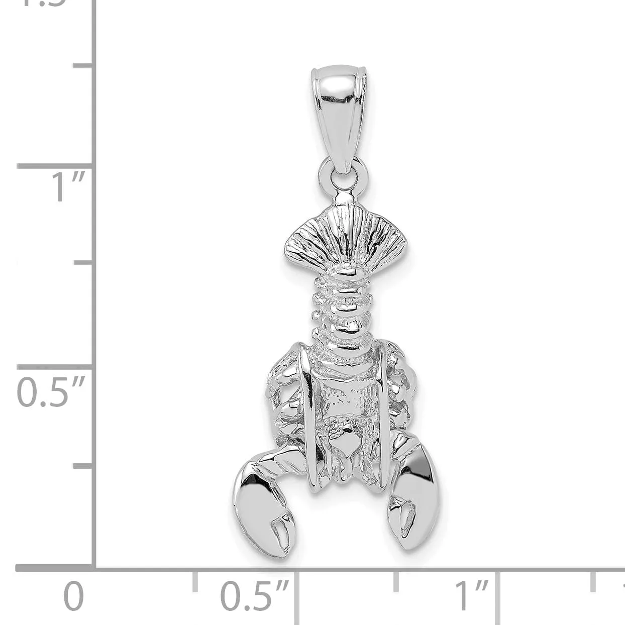 14K White Gold Solid Polished Finish Open Back Moveable Lobster Charm Pendant
