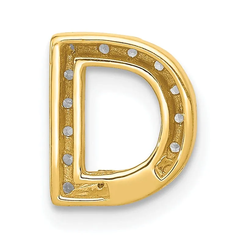 14K Yellow Gold Diamond 0.15-CT Letter D Initial Charm Pendant