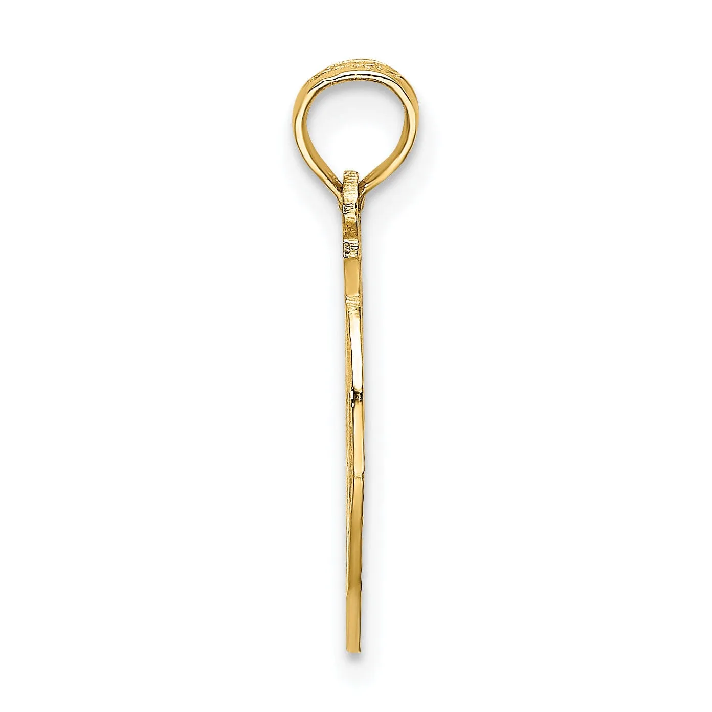 14k Yellow Gold Solid Polished Textured Finish NEW YORK with Statue of Liberty in Apple Cut Out Design Charm Pendant