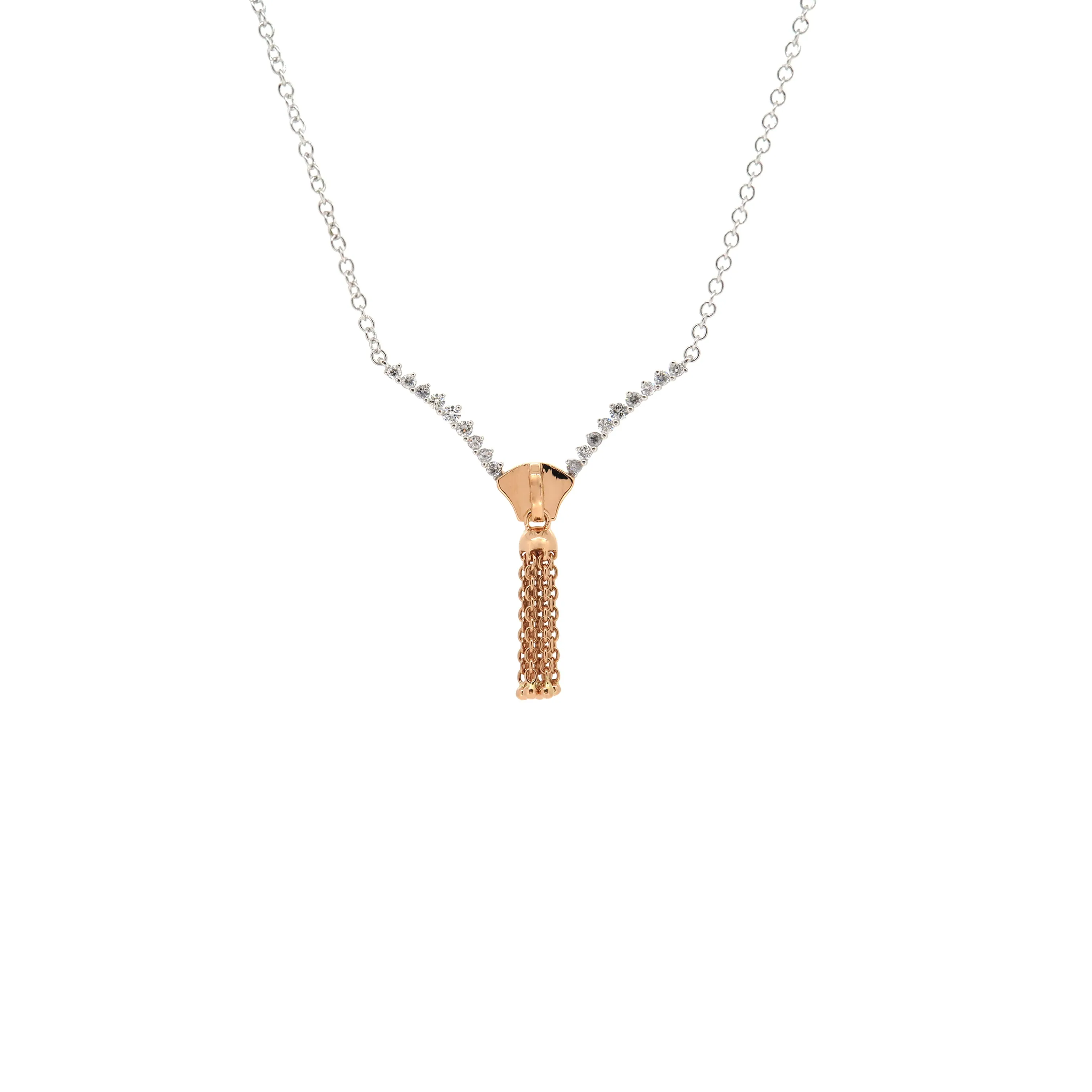 18K Rose & White Gold Diamond Necklace | 18K 玫瑰金及白金钻石吊坠项链