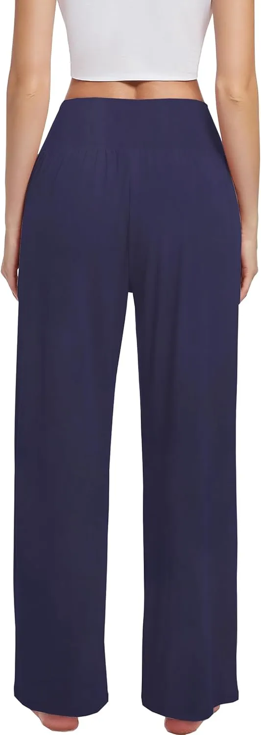 3PACK Women's Casual Loose Wide Leg Cozy Pants Yoga High Waisted Sweatpants Comfy Lounge Pants with Pants with Pockets