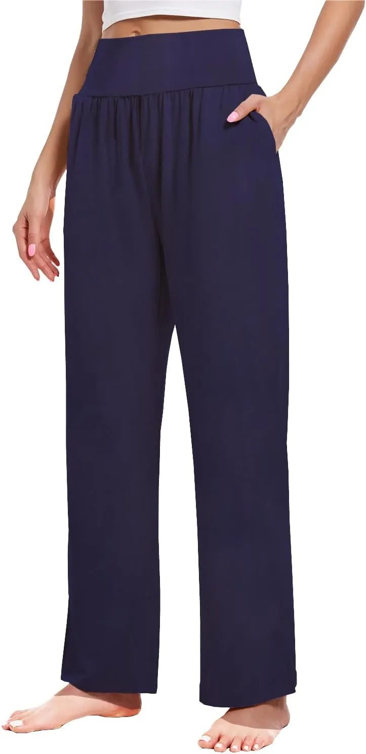 3PACK Women's Casual Loose Wide Leg Cozy Pants Yoga High Waisted Sweatpants Comfy Lounge Pants with Pants with Pockets