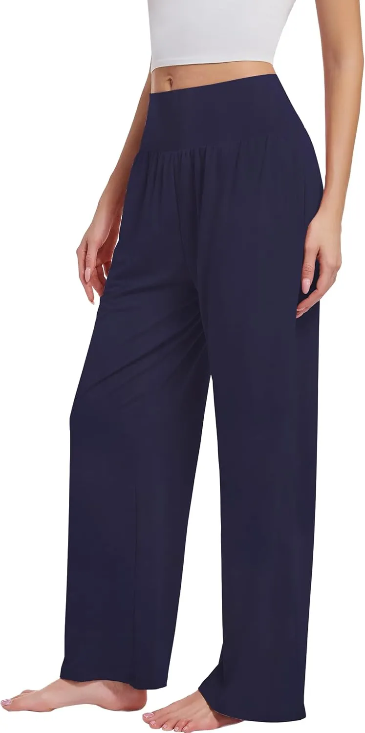3PACK Women's Casual Loose Wide Leg Cozy Pants Yoga High Waisted Sweatpants Comfy Lounge Pants with Pants with Pockets