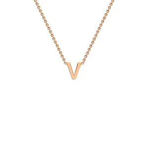 9K Rose Gold 'V' Initial Adjustable Letter Necklace 38/43cm