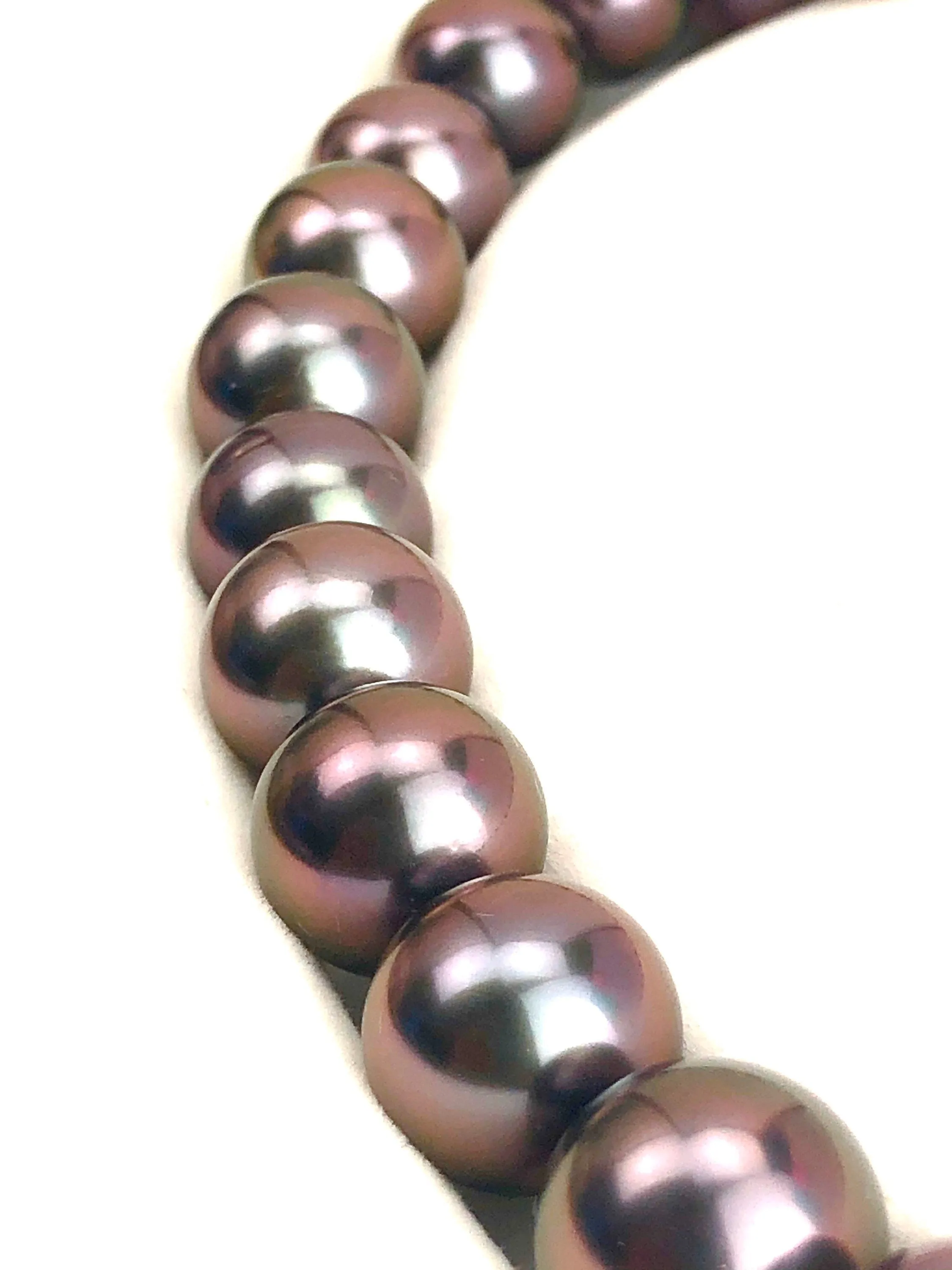Aubergine AAA / AA with 14K gold Diamond ball clasp pearl necklace , SKU# 070776