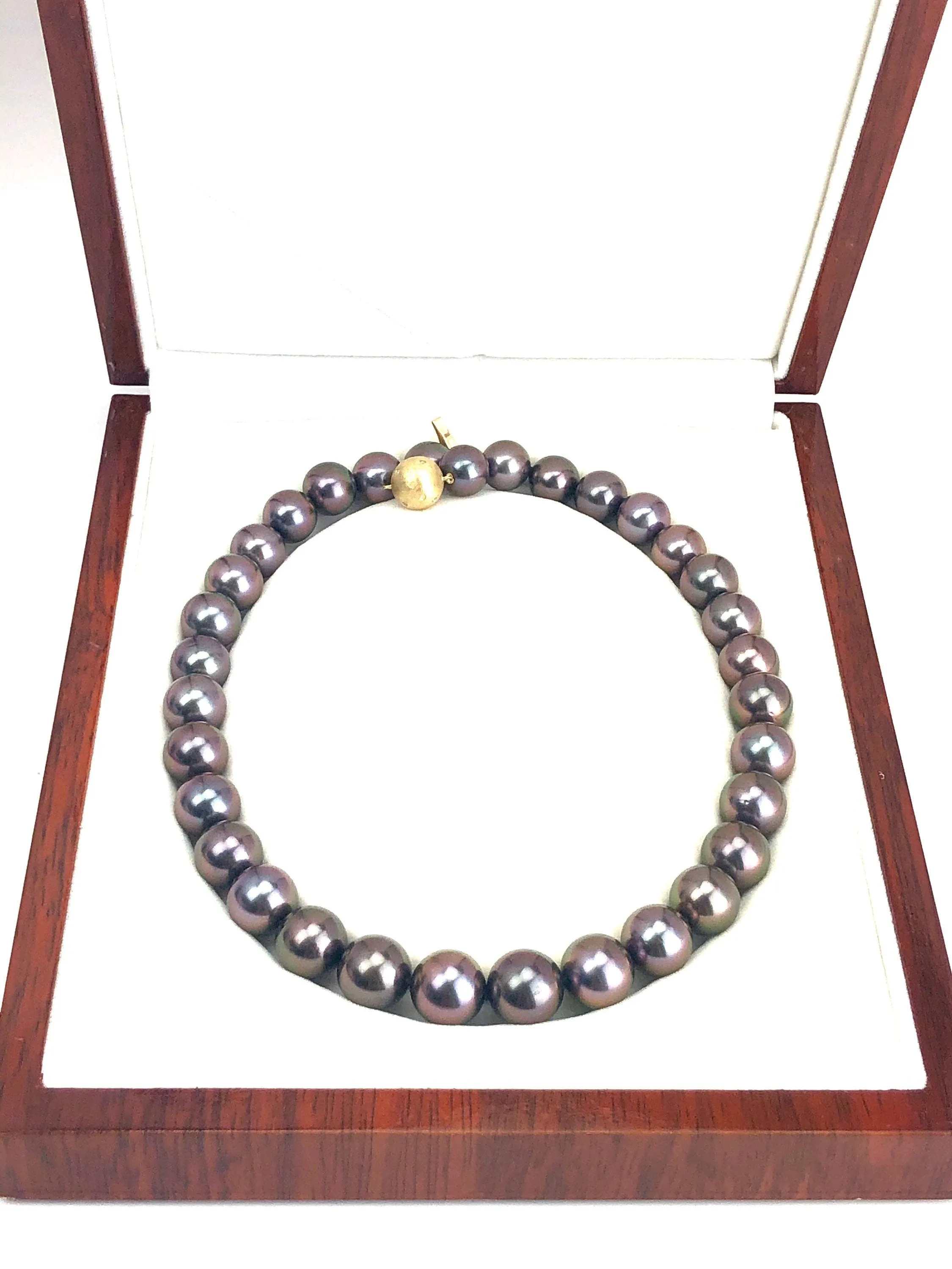 Aubergine AAA / AA with 14K gold Diamond ball clasp pearl necklace , SKU# 070776