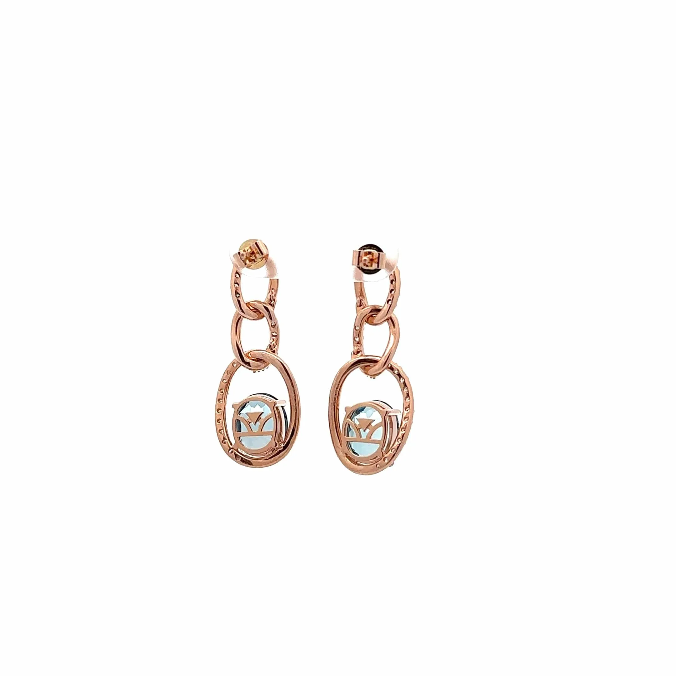 Baikalla 14K Rose Gold Oval AAA Topaz Dangle Earrings With VS1 Diamond
