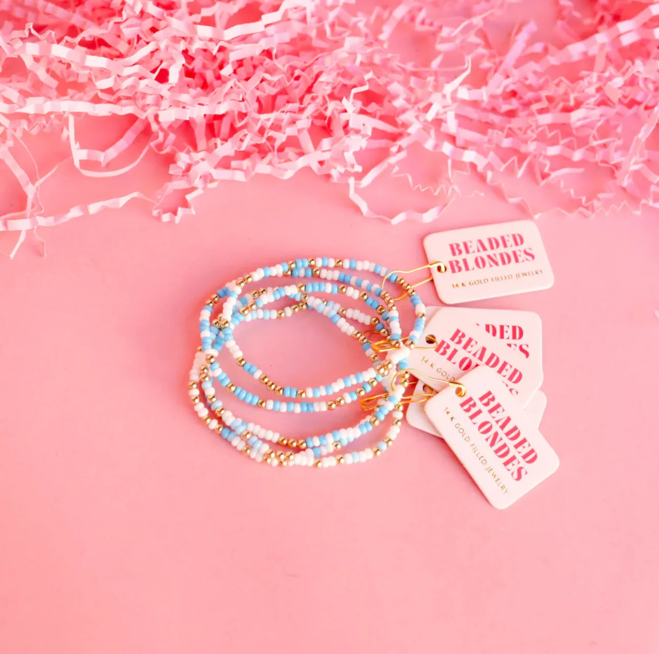 Beaded Blondes Blue and White Sprinkle Bracelet