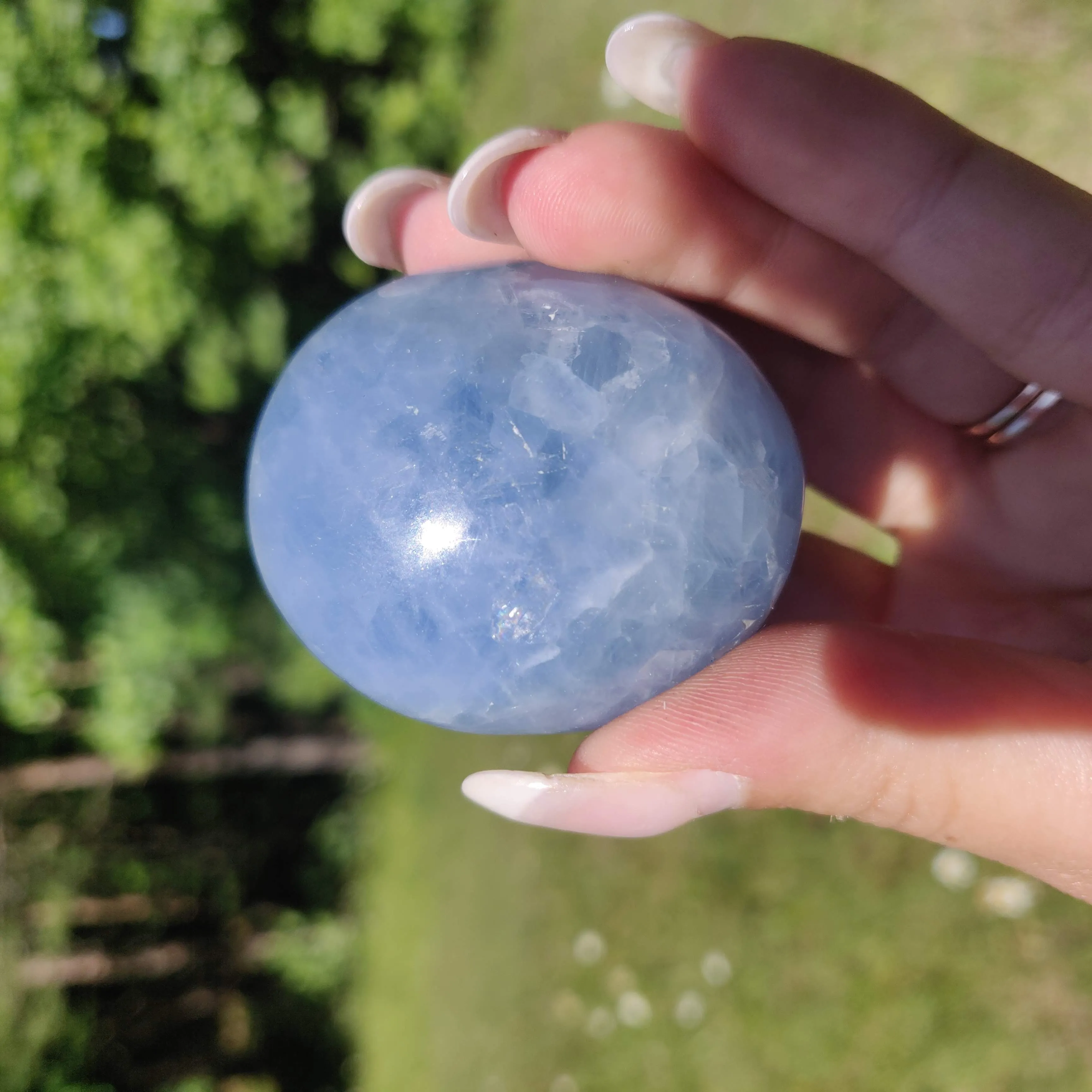 Blue Calcite Palm Stone (#9)