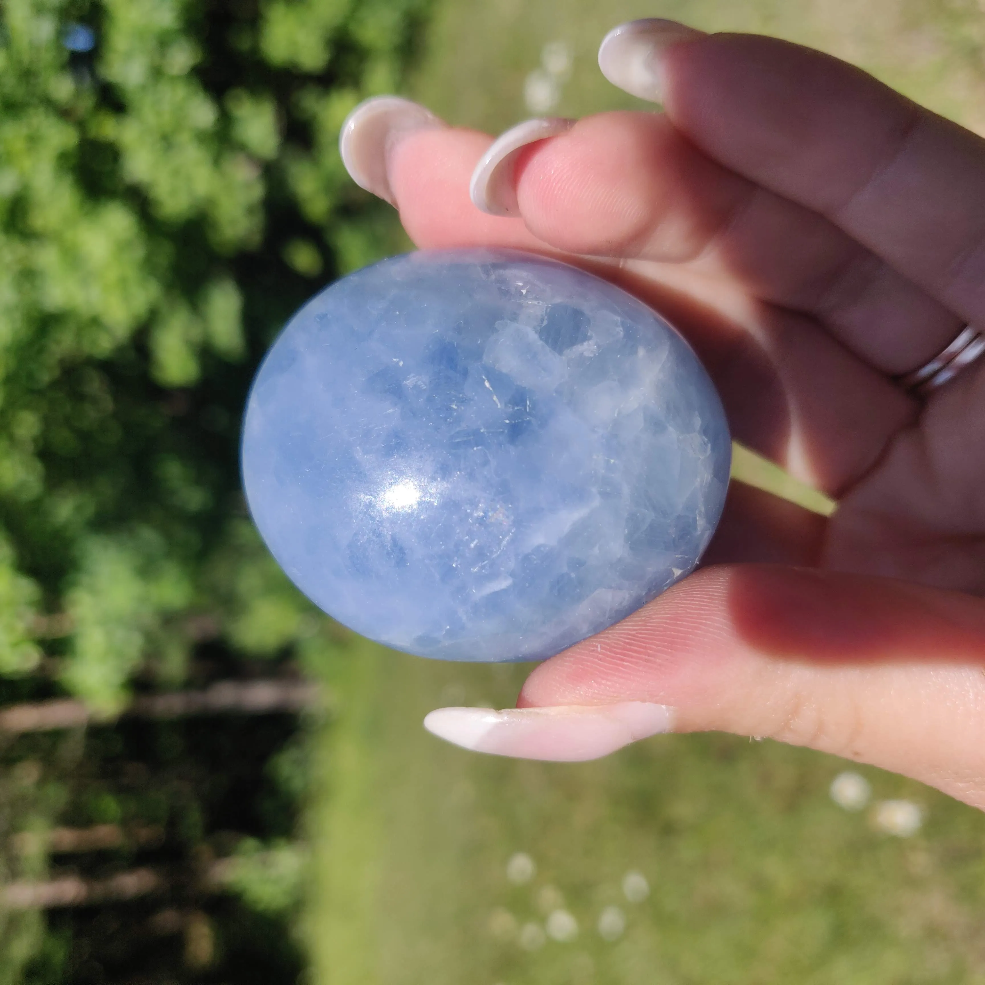 Blue Calcite Palm Stone (#9)