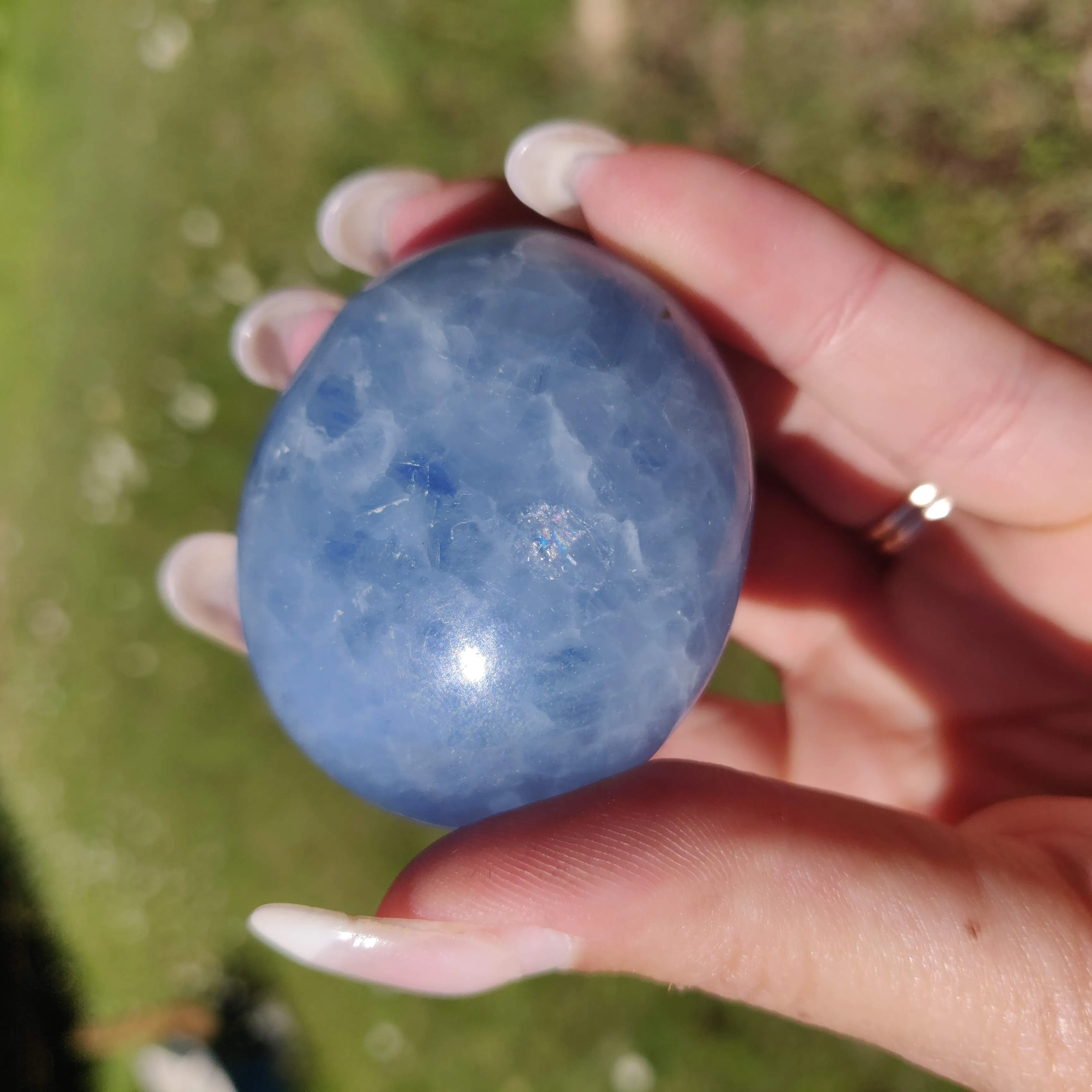Blue Calcite Palm Stone (#9)