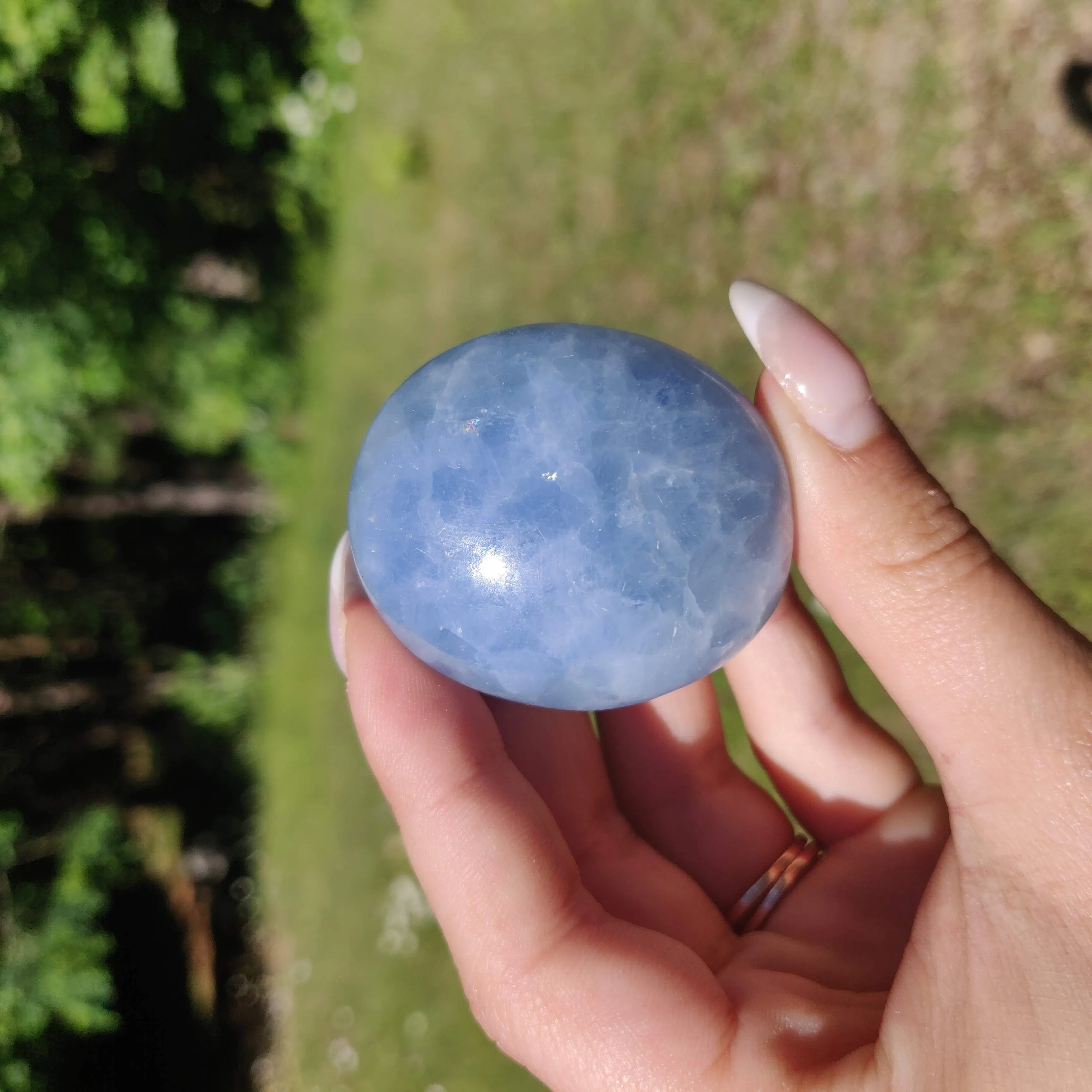 Blue Calcite Palm Stone (#9)