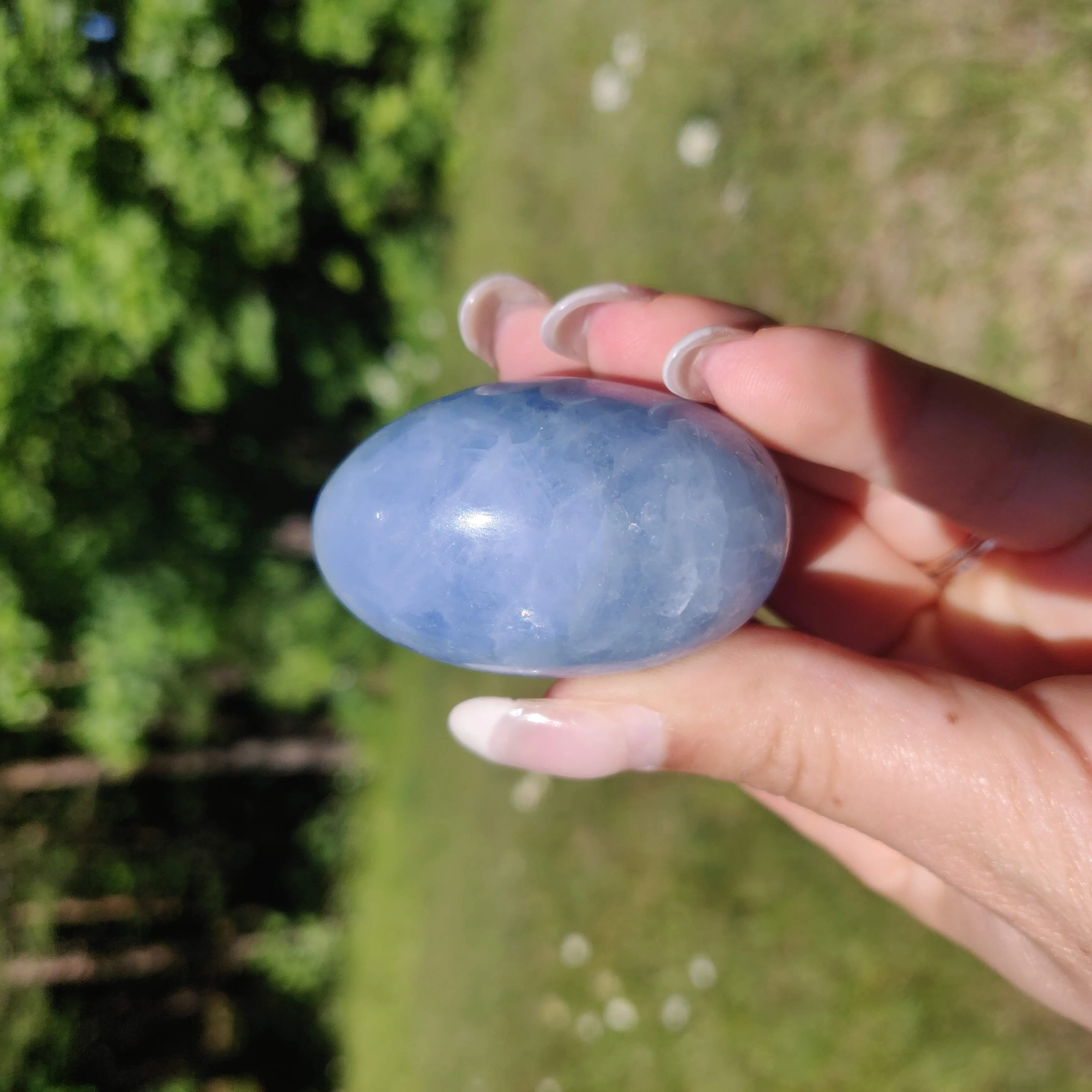 Blue Calcite Palm Stone (#9)