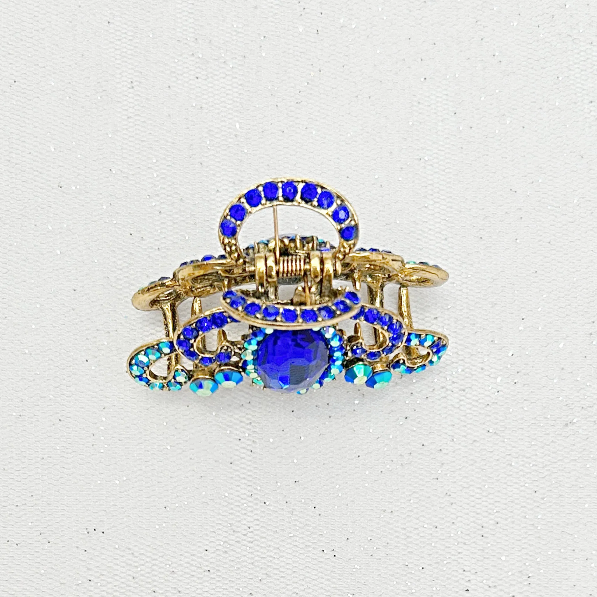 Blue Hair Claw Clip with Gems