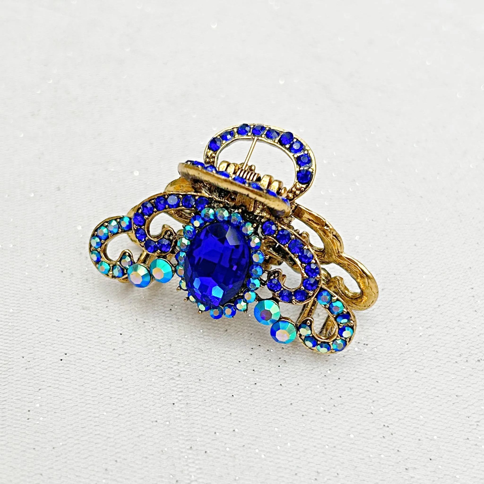 Blue Hair Claw Clip with Gems