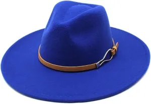 Cap Popular Large Brim Peach Heart Concave-Convex Wool Top Hat, Autumn and Winter Jazz Hat British Vintage Fashion Felt Hat Fengyan Cowboy Hats (Color : Sky-Blue, Size : 56-58cm)