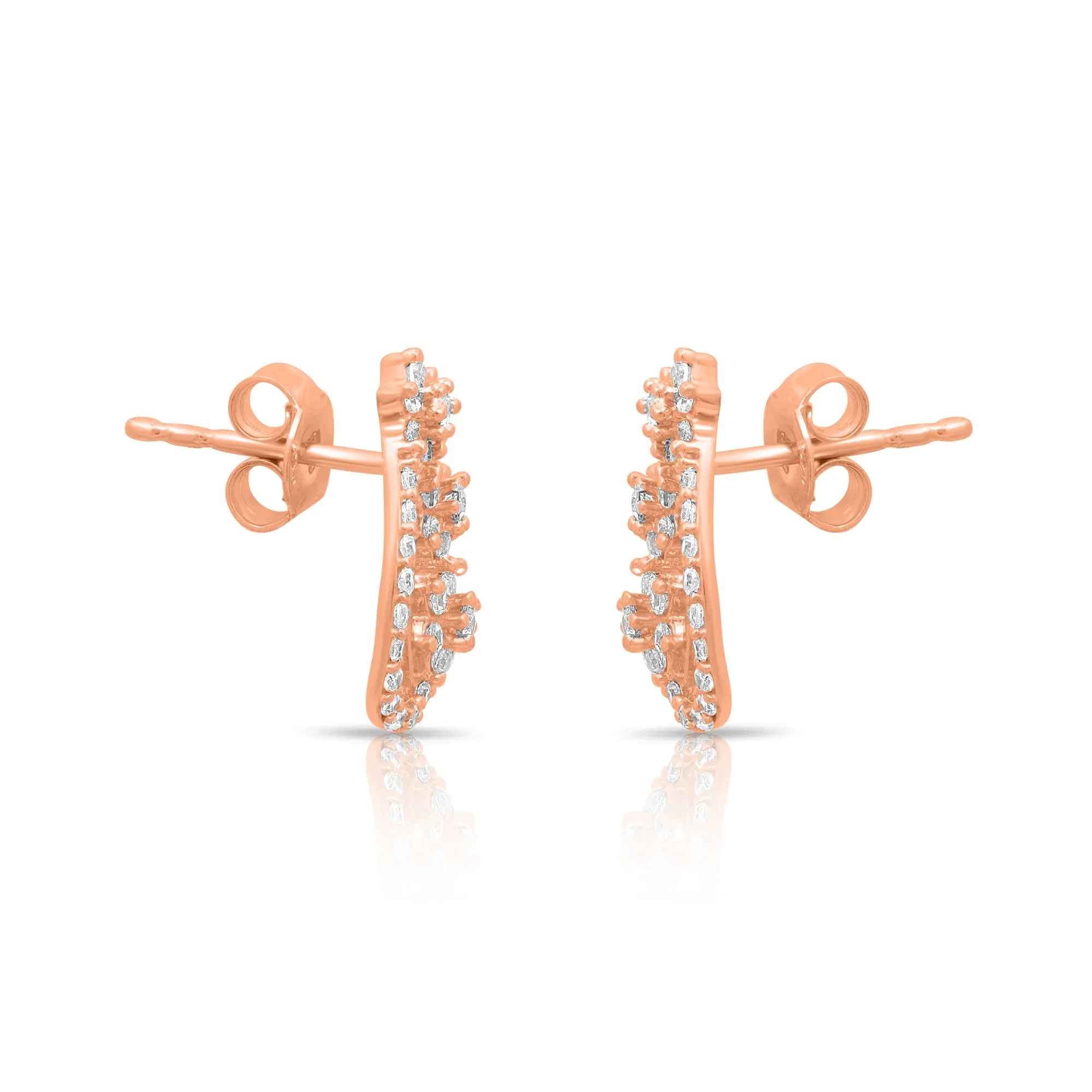 Chic Design Rose Gold Plated 925 Sterling Silver Earrings