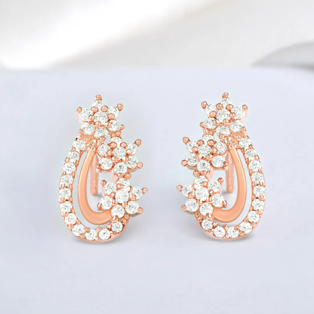 Chic Design Rose Gold Plated 925 Sterling Silver Earrings