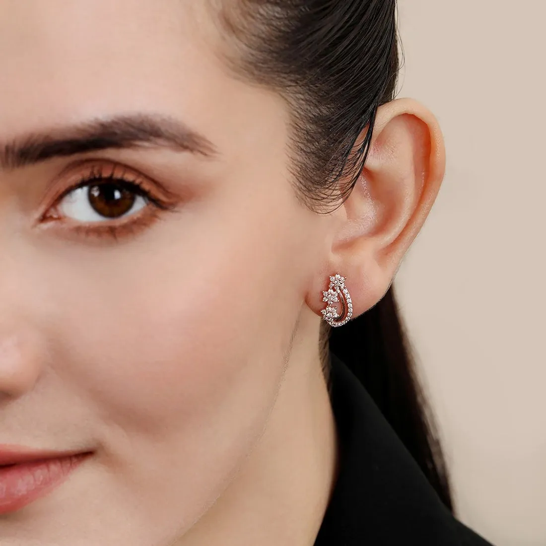 Chic Design Rose Gold Plated 925 Sterling Silver Earrings