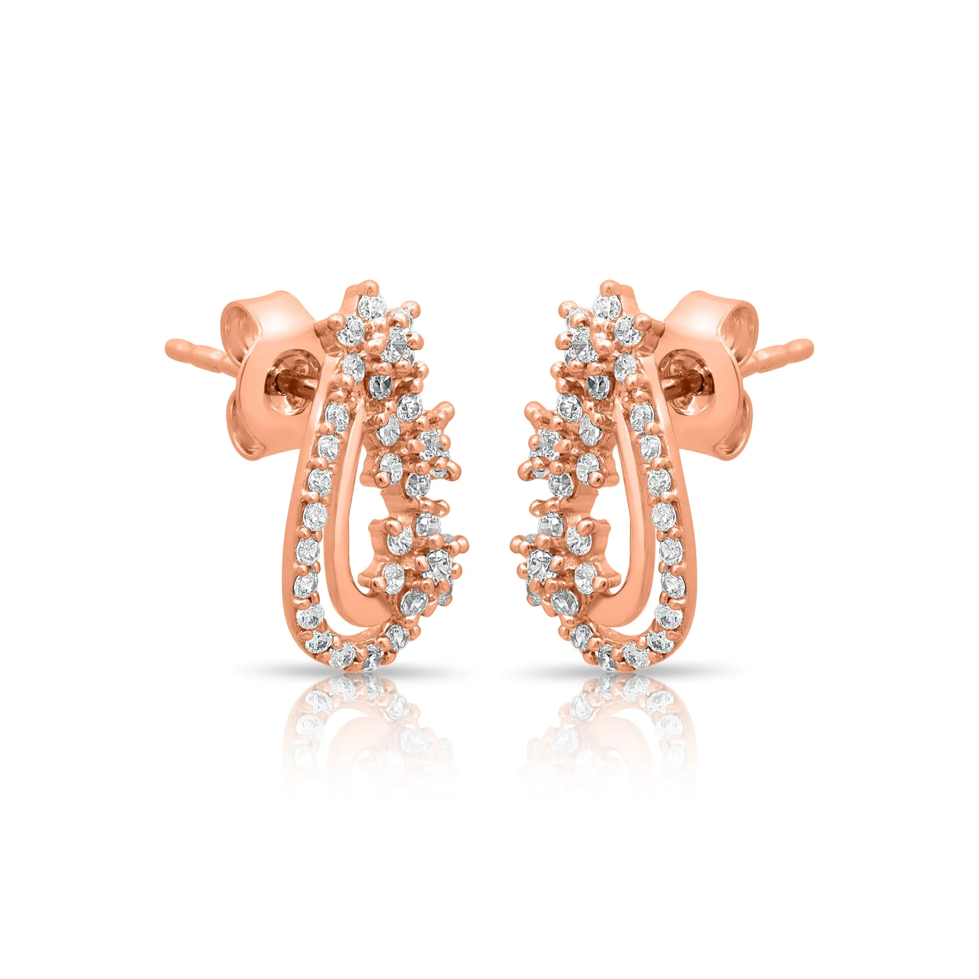 Chic Design Rose Gold Plated 925 Sterling Silver Earrings