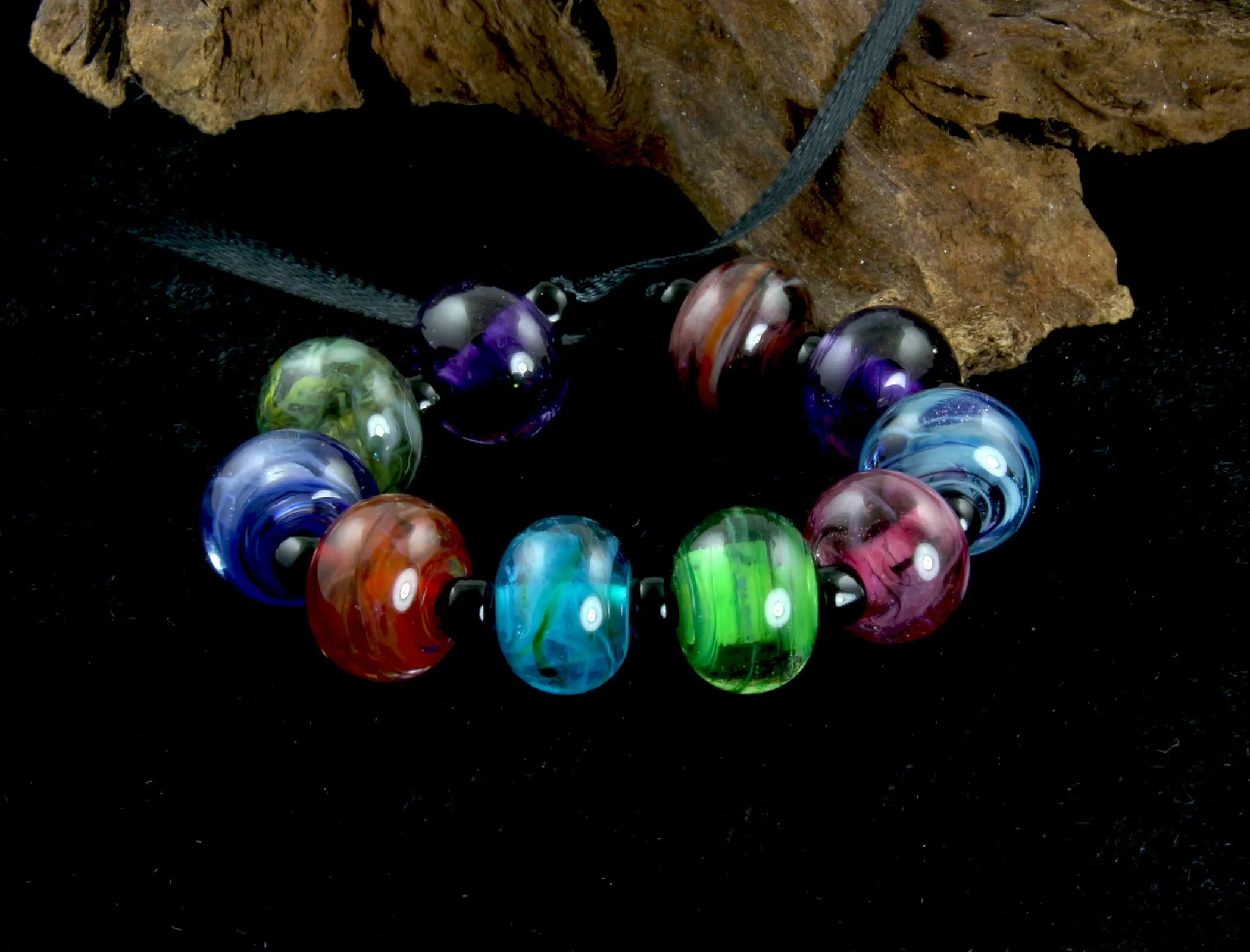 Colorful Swirls Lampwork Beads Set SRA