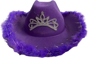 Cowboy Hat,Funny Party Hats Cowboy Hat for Womens Fedora Western Hat Cowboy Hat Furry Trims Cowboy Costume Dress Up