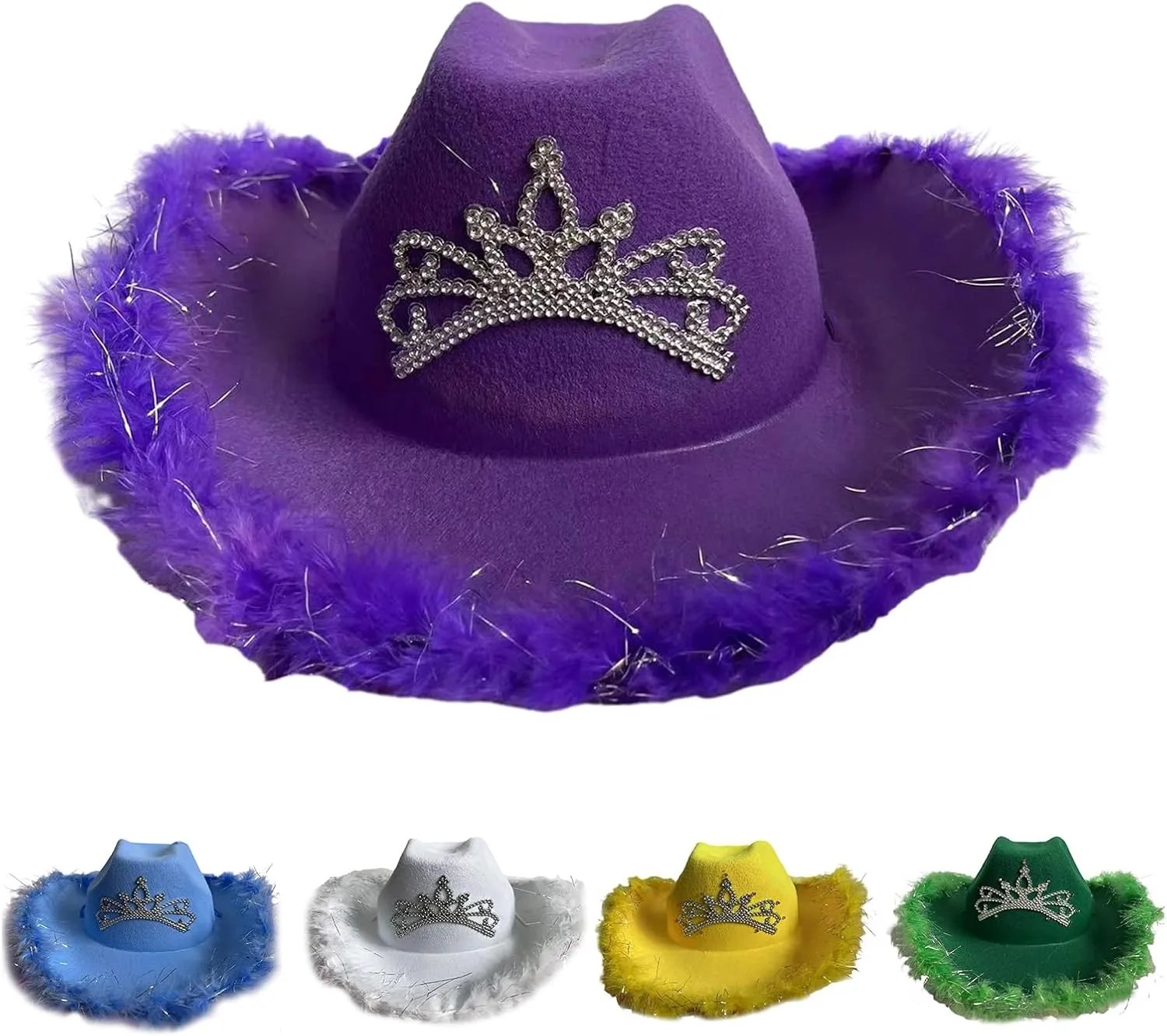 Cowboy Hat,Funny Party Hats Cowboy Hat for Womens Fedora Western Hat Cowboy Hat Furry Trims Cowboy Costume Dress Up