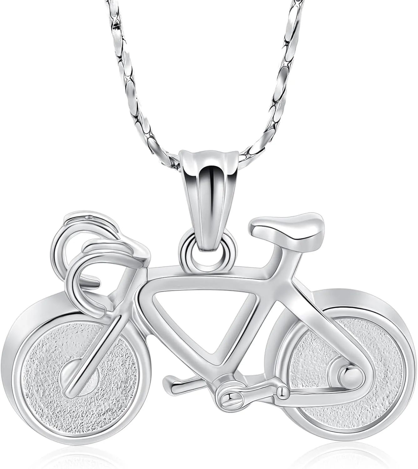 Cremation Jewelry Bicycle Urn Necklaces for Ashes Cycling Stainless Steel Memorial Urns Pendant Necklaces Racing Keepsakes Human Ash Jewelry for Men Women
