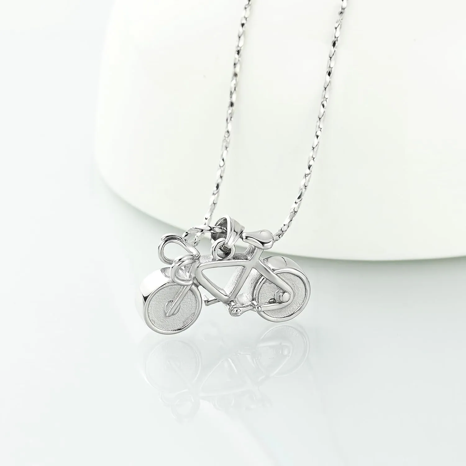 Cremation Jewelry Bicycle Urn Necklaces for Ashes Cycling Stainless Steel Memorial Urns Pendant Necklaces Racing Keepsakes Human Ash Jewelry for Men Women