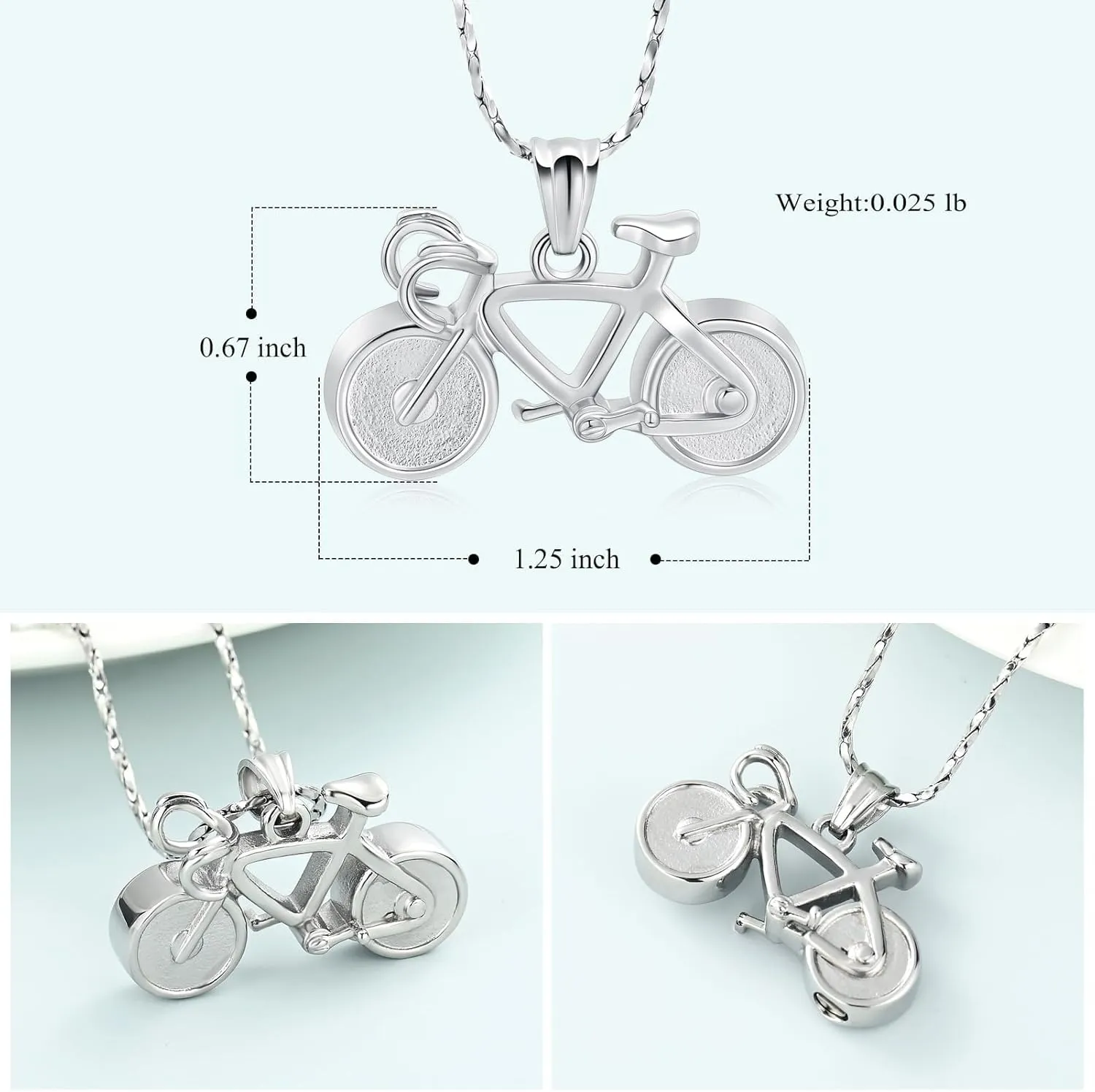 Cremation Jewelry Bicycle Urn Necklaces for Ashes Cycling Stainless Steel Memorial Urns Pendant Necklaces Racing Keepsakes Human Ash Jewelry for Men Women