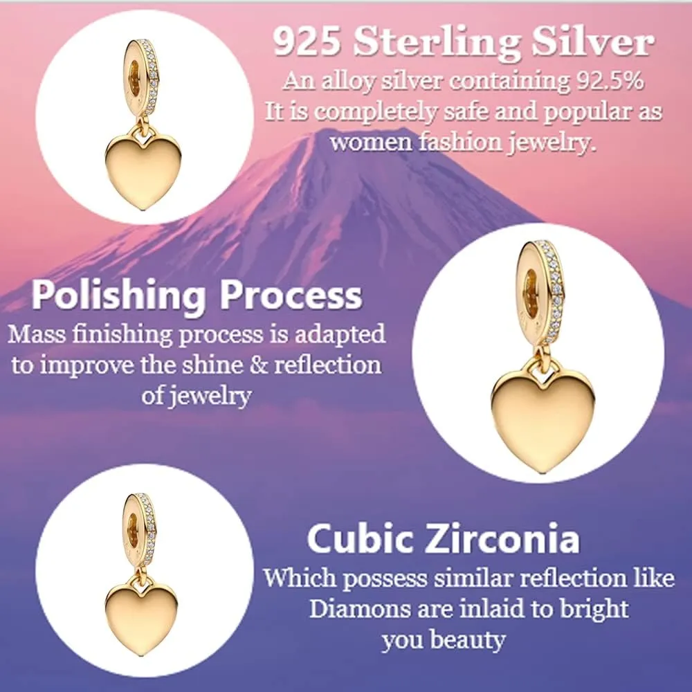 Cute Fashion Jewelry Animals Cartoon Heart Charms fit for 925 Sterling Silver Dangle Pendant Bead with 5A Cubic Zirconia Suitable for Women Bracelets and Necklaces, Christmas Gift for Women
