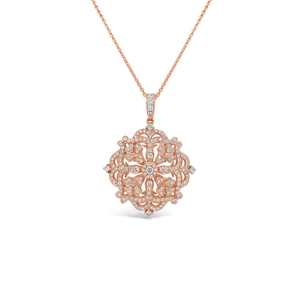 Diamond Pave Large Floral Amulet Pendant