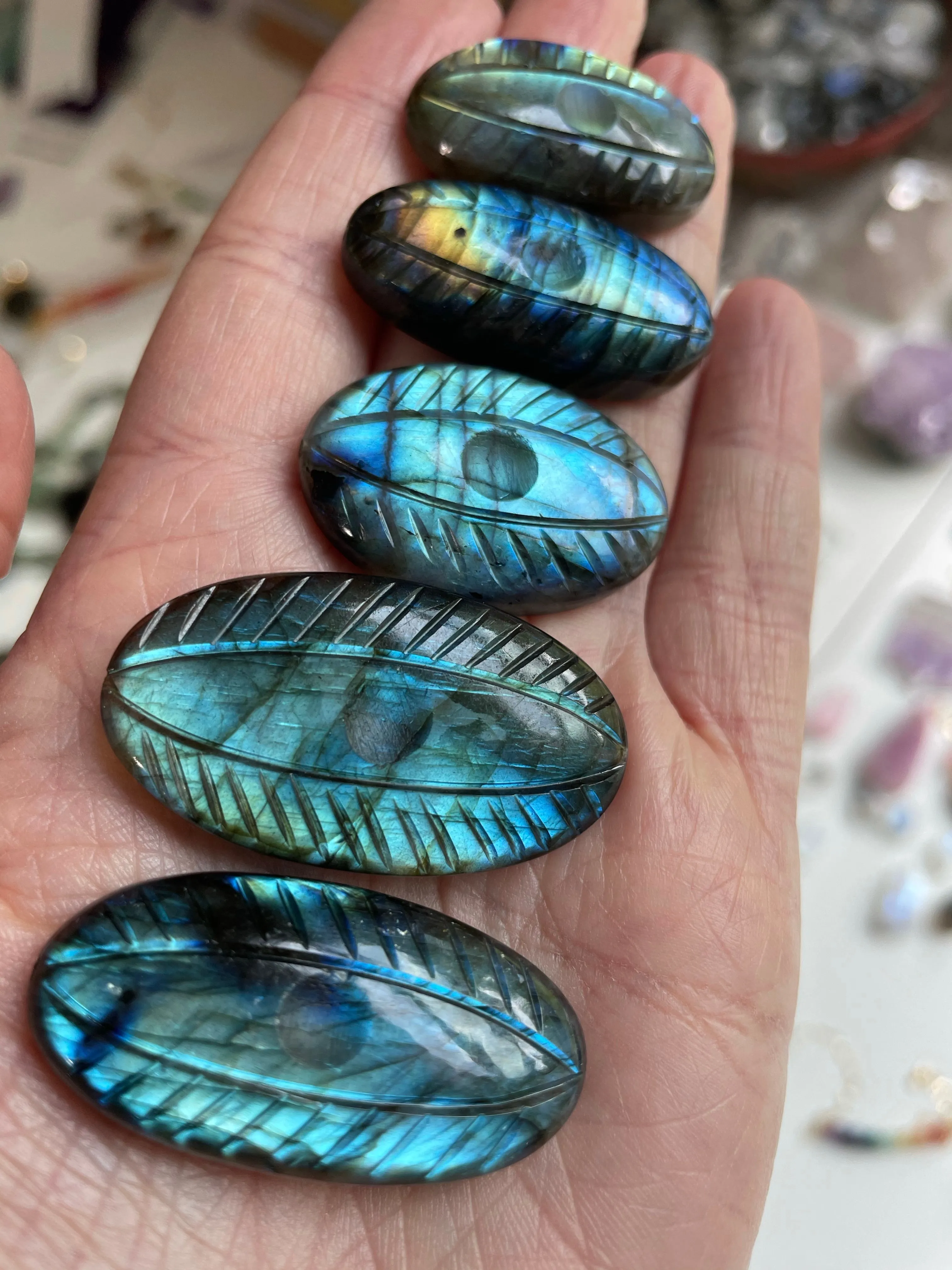 Evil Eye Protection Necklace - Labradorite Crystal Carved Healing Jewelry