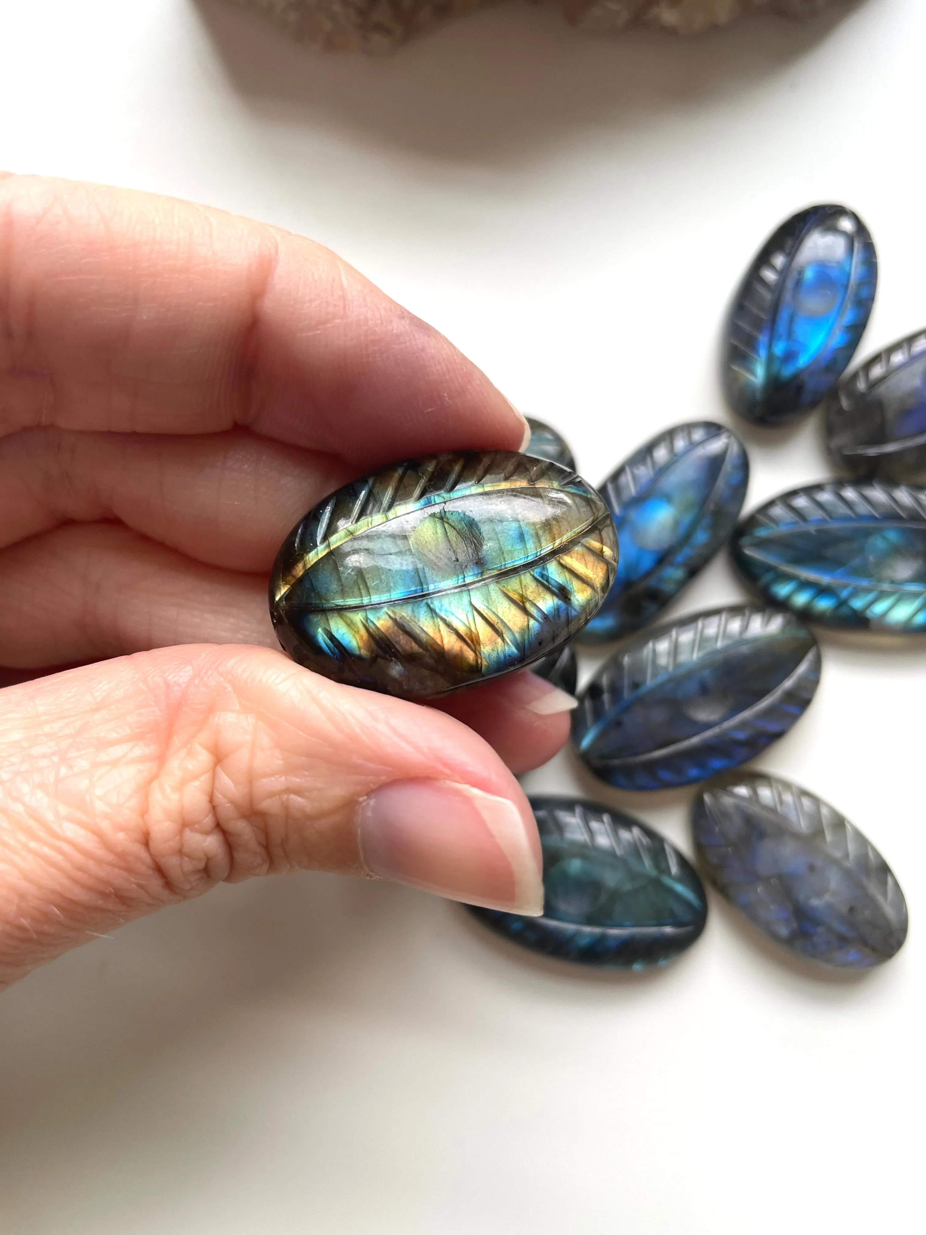 Evil Eye Protection Necklace - Labradorite Crystal Carved Healing Jewelry