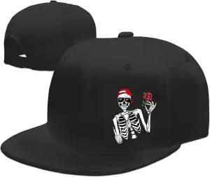 Flat Bill Hats for Men Black Snapback Hats for Men Adjustable Baseball Cap Fitted Cool Hip Hop Hat