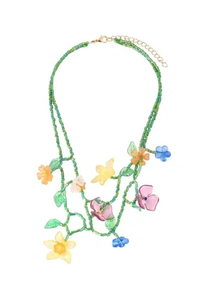 Flower Ocean Green Beads Y2K Necklace