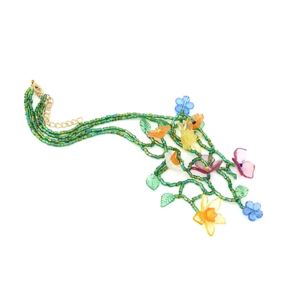 Flower Ocean Green Beads Y2K Necklace
