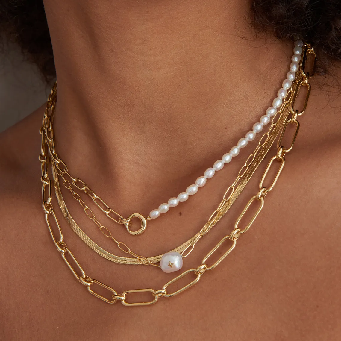 Gold Cable Connect Chunky Chain Necklace
