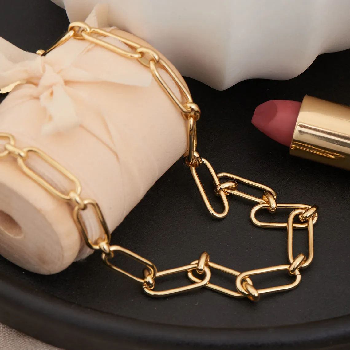 Gold Cable Connect Chunky Chain Necklace