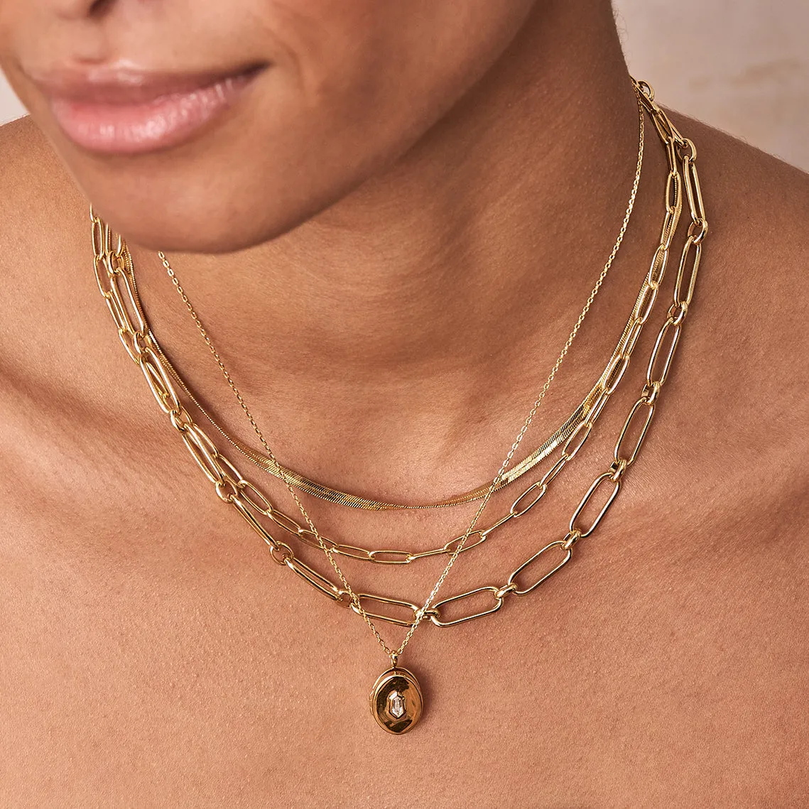Gold Cable Connect Chunky Chain Necklace
