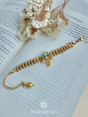 Green Color Gold Plated Jadau Kundan Bracelet - MHP190GR