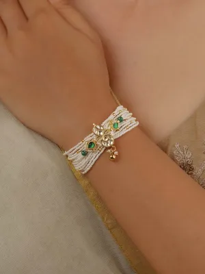 Green Color Gold Plated Jadau Kundan Bracelet - MHP207MA