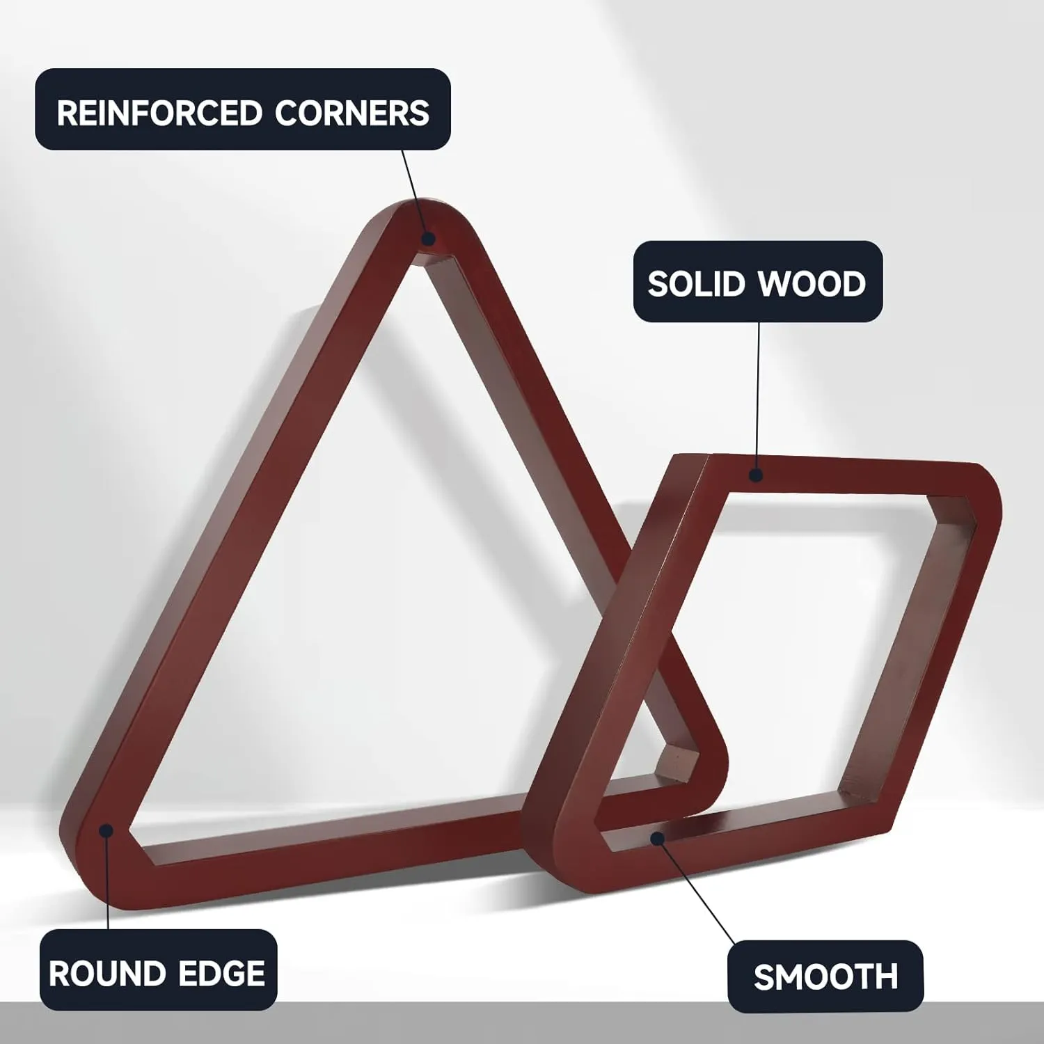 GSE Games & Sports Expert Deluxe Heavy Duty Solid Wood Billiard 8-Ball Triangle / 9-Ball Diamond Pool Ball Racks for 2-1/4" Pool Balls, Billiards Accessories