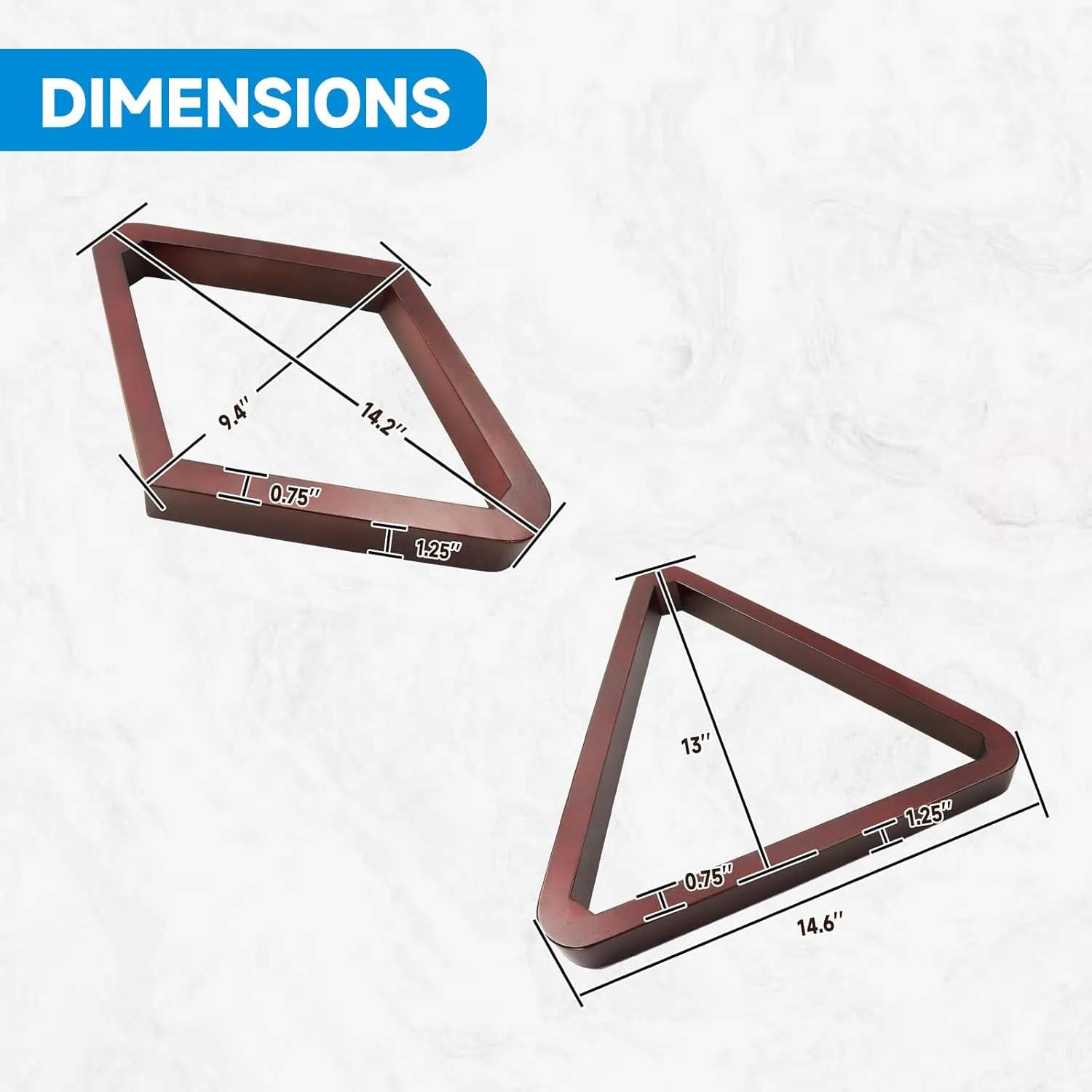 GSE Games & Sports Expert Deluxe Heavy Duty Solid Wood Billiard 8-Ball Triangle / 9-Ball Diamond Pool Ball Racks for 2-1/4" Pool Balls, Billiards Accessories