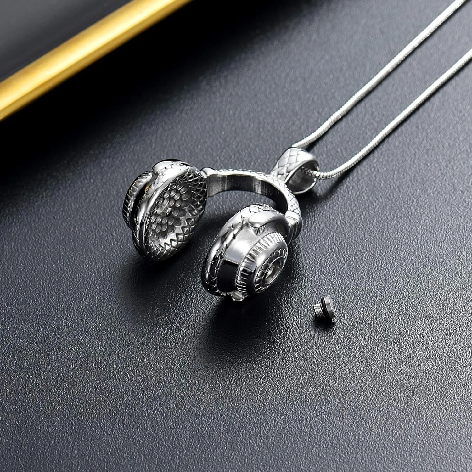 Headphone Urn Necklace for Ashes Music Headset Cremation Jewelry Stainless Steel Keepsake Memorial Necklace Ash Pendants for Men Women Gifts