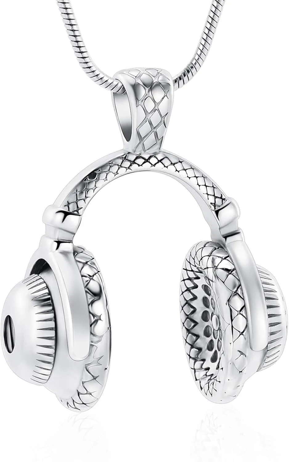 Headphone Urn Necklace for Ashes Music Headset Cremation Jewelry Stainless Steel Keepsake Memorial Necklace Ash Pendants for Men Women Gifts
