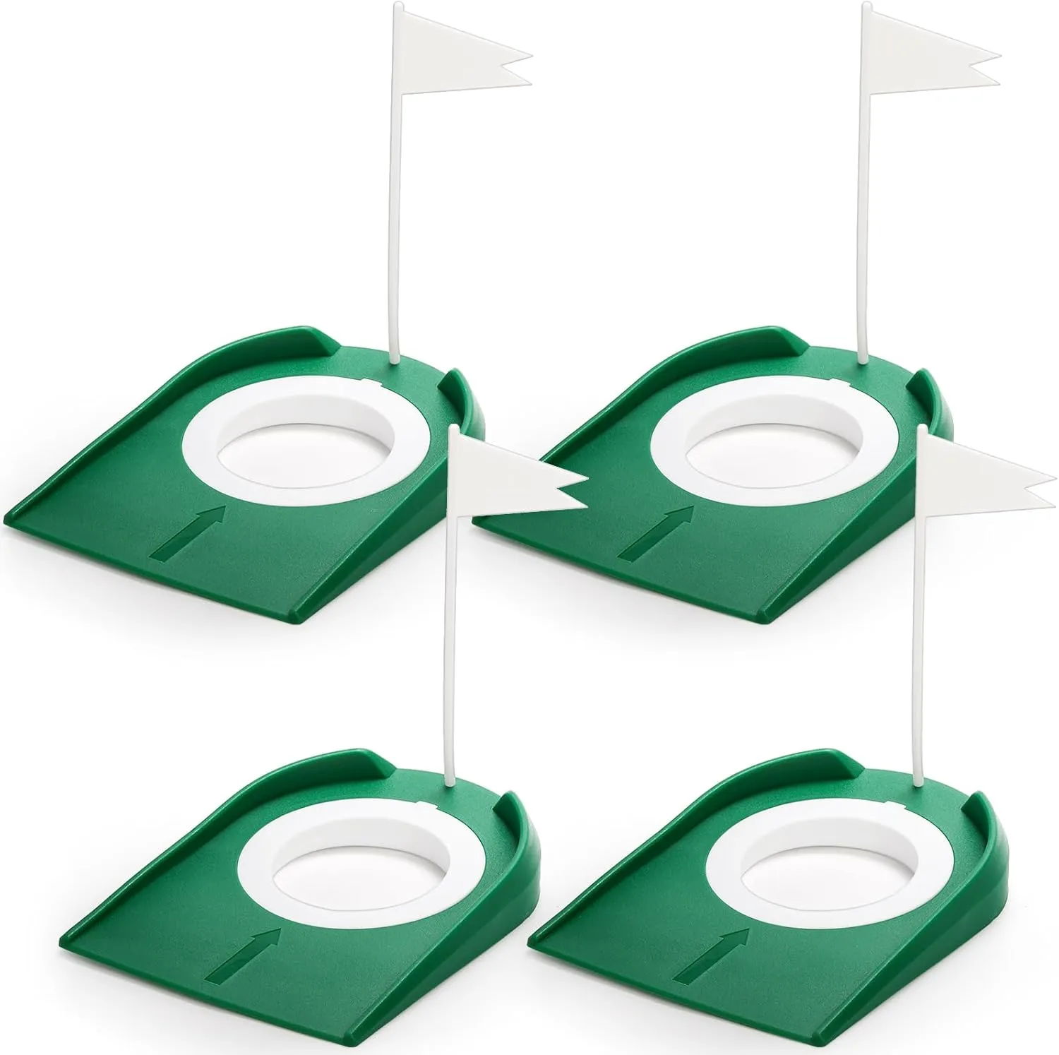 Jucoan 4 Pack Golf Putting Cup and Flag, Plastic Golf Hole Putting Practice Training Cup Aids for Men Woman Kid Adult Indoor Outdoor Backyard Office