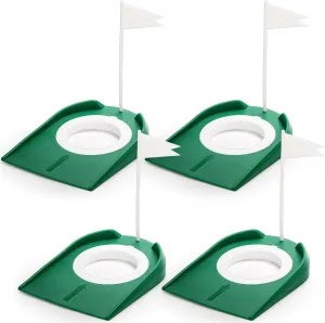 Jucoan 4 Pack Golf Putting Cup and Flag, Plastic Golf Hole Putting Practice Training Cup Aids for Men Woman Kid Adult Indoor Outdoor Backyard Office