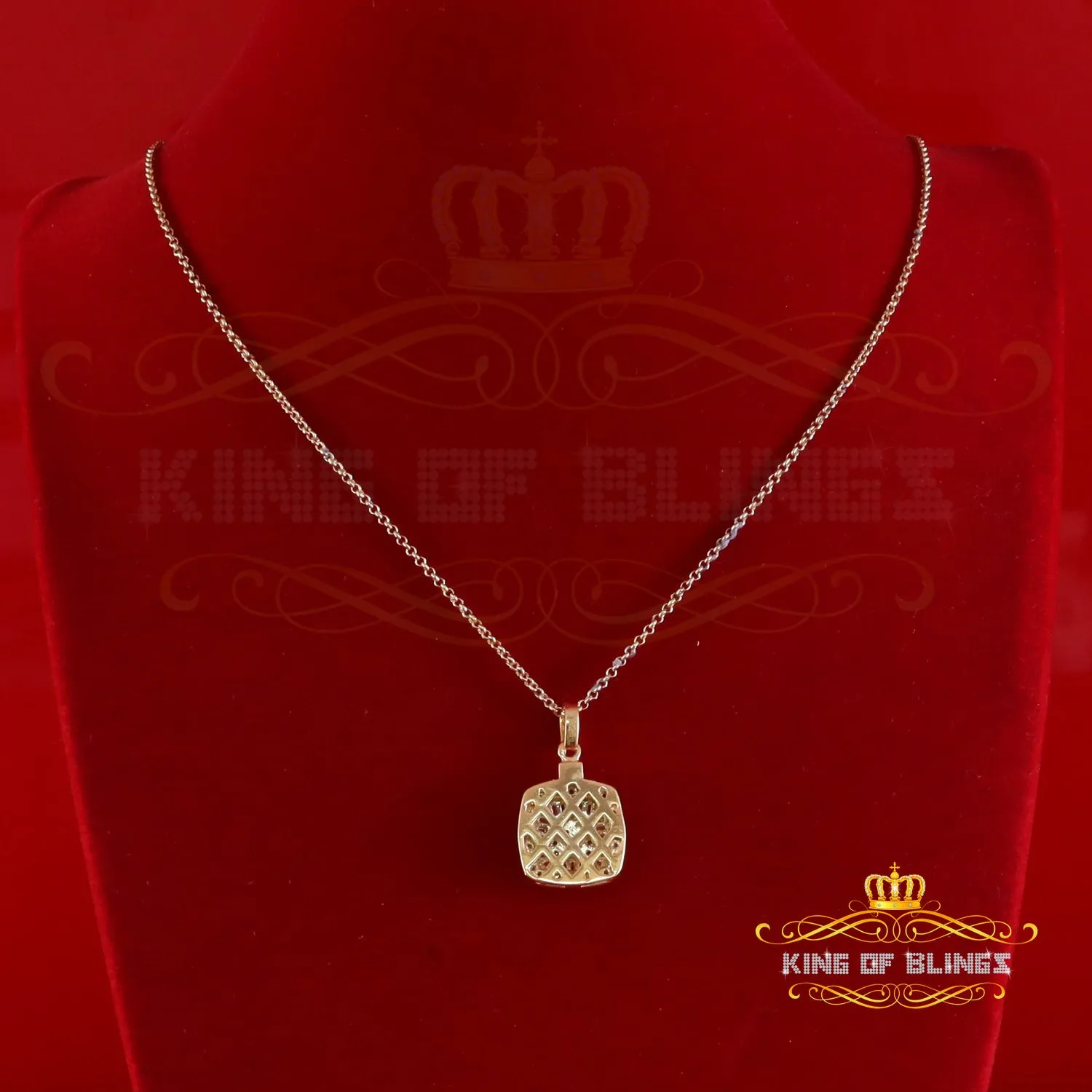 King Of Bling's 925 Yellow Silver 1.50ct VVS D Clr Moissanite Baguette & Round Pendant for Women